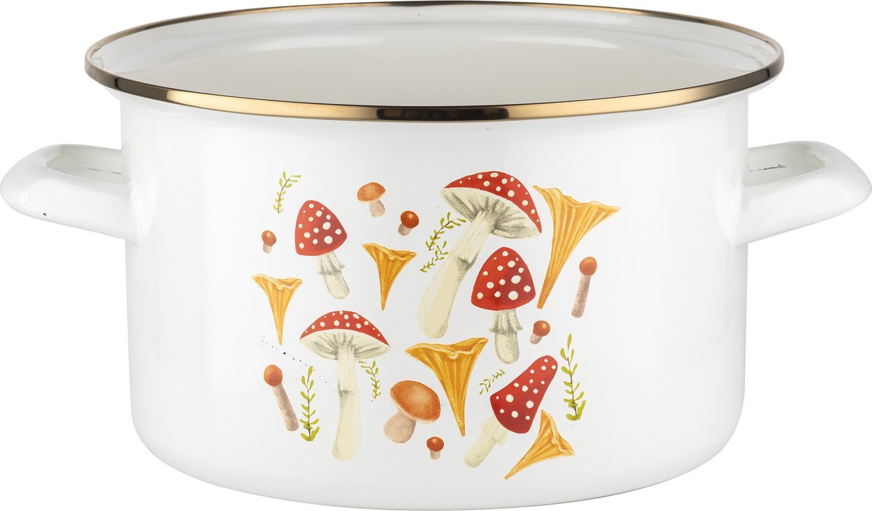 Emalia Pleszew Garnek emaliowany Emalia Polska Pleszew Grzybki 22 cm 4,8 l