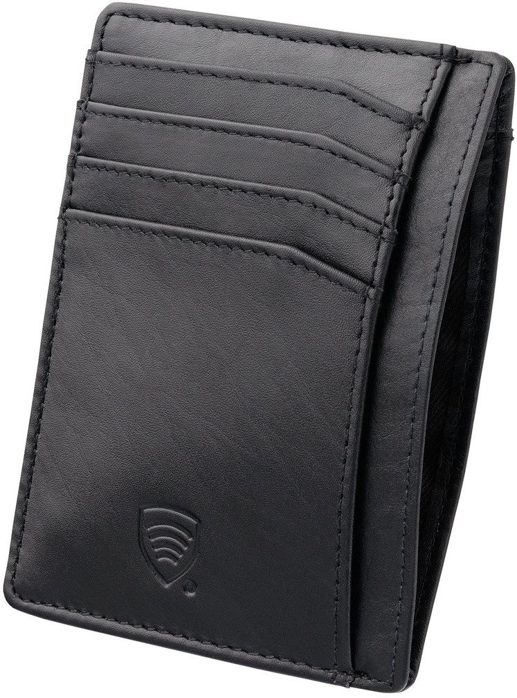 Skórzane etui na karty zbliżeniowe RFID do marynarki (Czarny) Uniwersalny