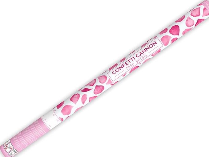 Party Deco Tuba strzelająca konfetti, płatki róż, różowe, 80 cm uniwersalny