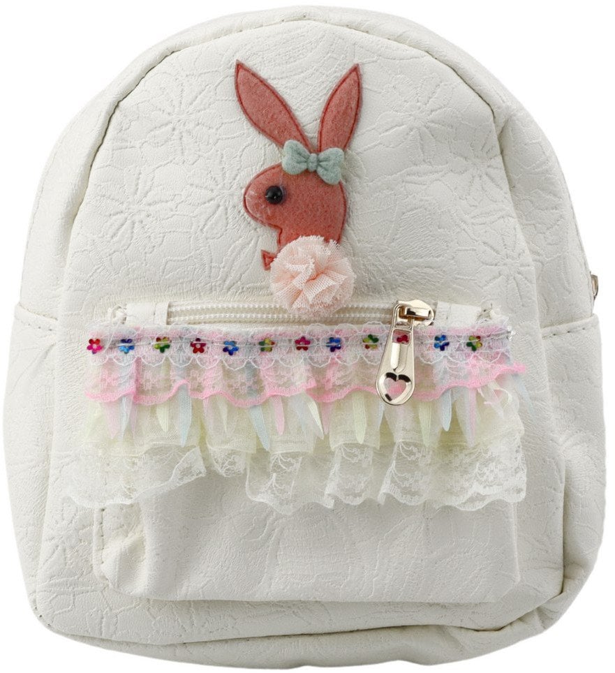 Plecak Dziecięcy Tłoczony Królik Falbanka Kremowy 20cm 2,5L