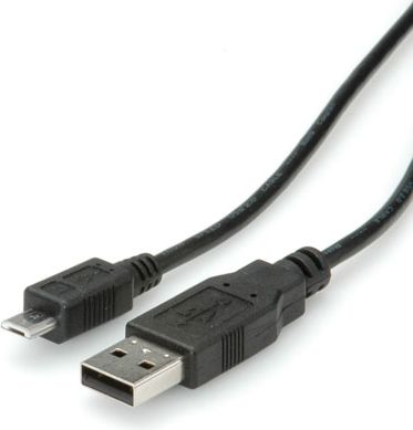 Kabel USB Roline USB-A - microUSB 0.8 m Czarny (11.02.8754)