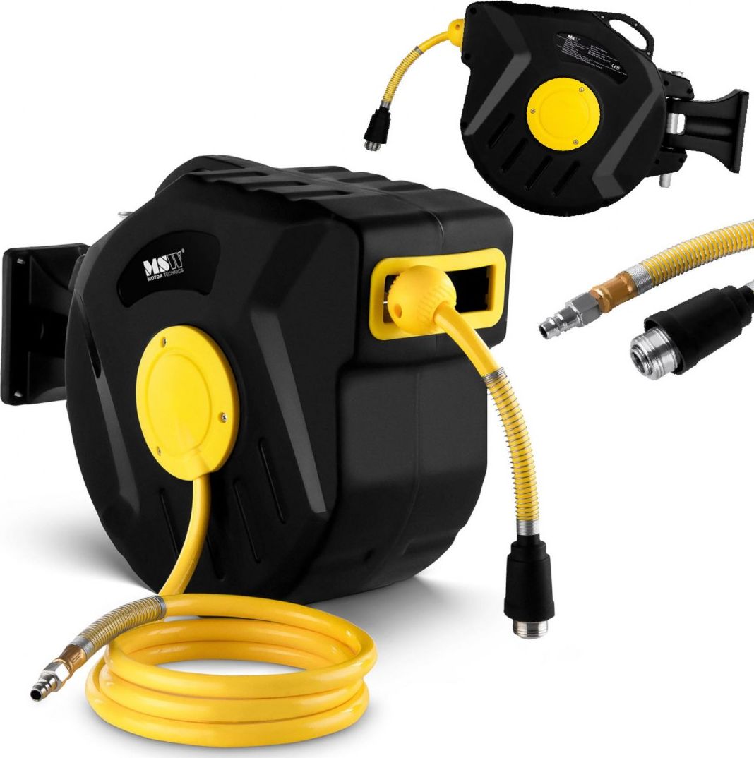 MSW Wąż przewód pneumatyczny ciśnieniowy na zwijaku bębnie automatycznym 18 bar 15 m + 1.5 m