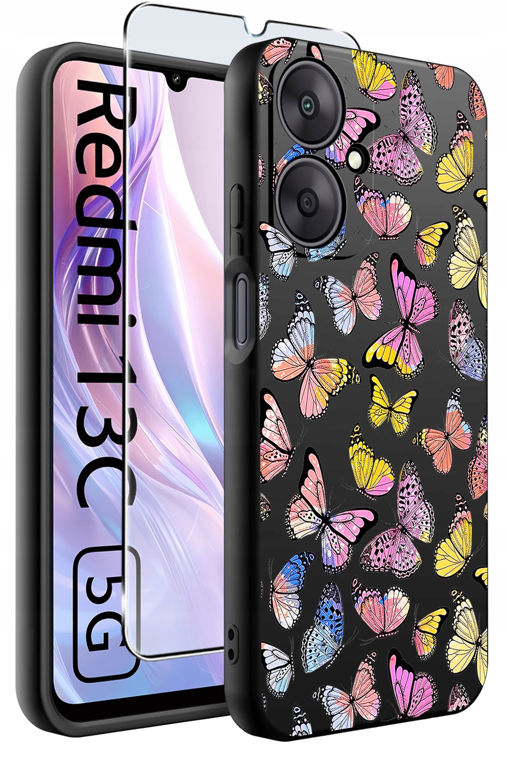 ETUI do Xiaomi Redmi 13C 5G WZORY |SILIKONOWE MATT CASE +SZKŁO HARTOWANE 9H