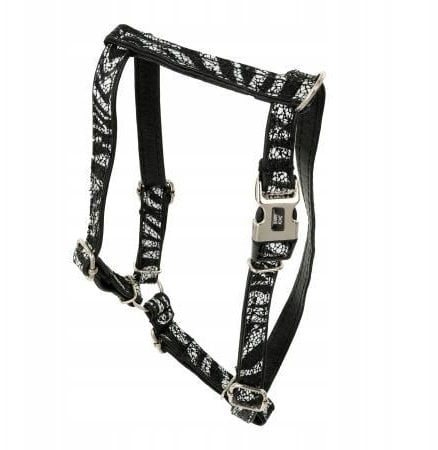 Barry King Szelki dla psa, Czarny Zebra, skórzany nikiel, M 16mm/ob. szyi 30-50cm ob. klatki 40-70cm