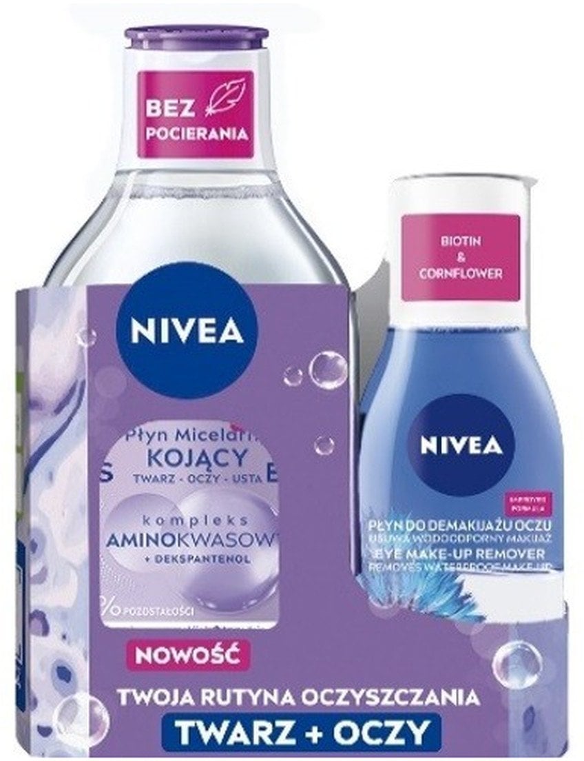 Nivea Zestaw Duopack Płyn micelarny + Płyn do demakijażu oczu 525ml