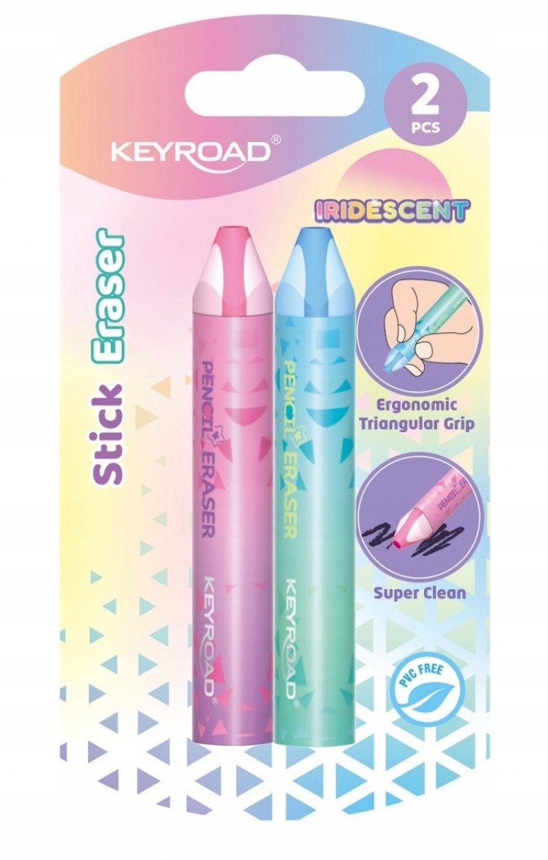 Gumka do ścierania KEYROAD, opalizująca, w długopisie, 2 szt., blister, mix kolorów