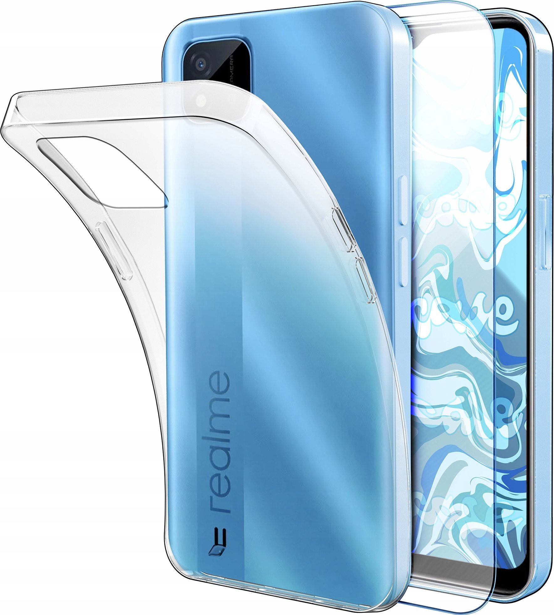 Etui Do Realme C11 2021 / C20 (Przezroczyste, Silikonowe, Ochronne) Szkło