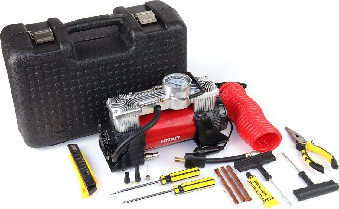 Kompresor samochodowy AMiO Kompresor samochodowy acomp-18 metalowy 2 cylindry 12v hq