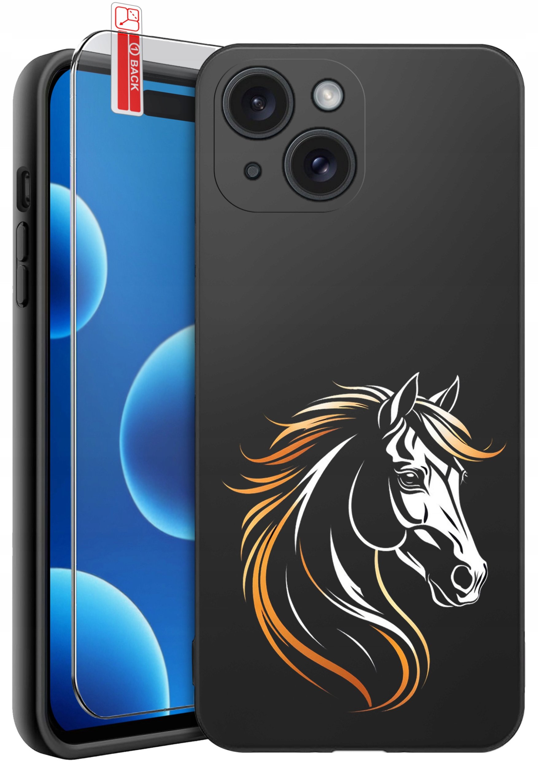 ETUI do iPhone 15 | WZORY | SILIKONOWE MATT CASE + SZKŁO 9H