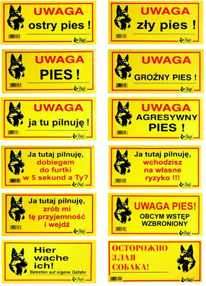 Dingo Tabliczka ostrzegawcza metalowa - "Uwaga pies obcym wstęp wzbroniony"