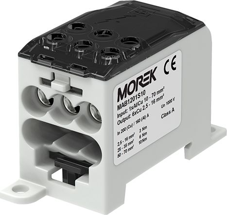 MOREK Blok rozdzielczy Cu-200A Al-160A 1P na TH35 OJL 200A MAB1201S10 Morek 4443