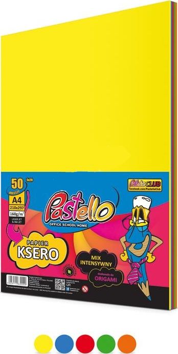 Pastello Papier ksero A4 160g mix kolorów 50 arkuszy