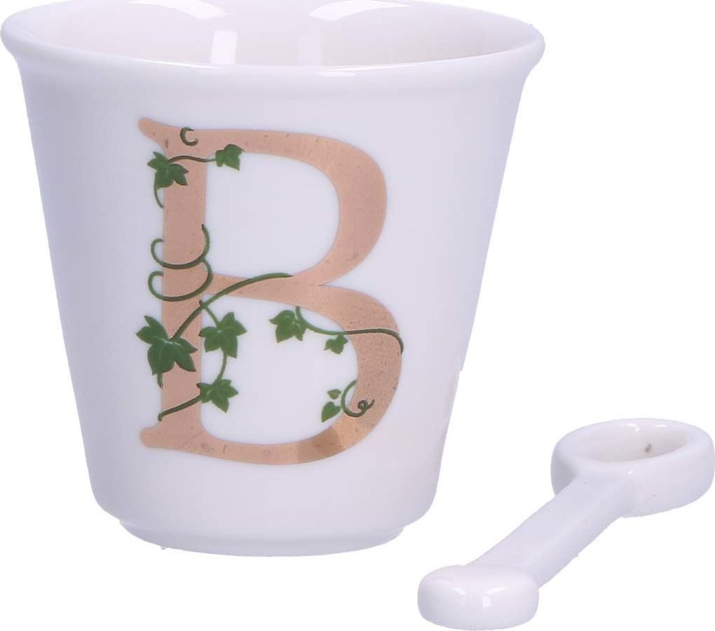 NPC Polska La Porcellana Bianca Filiżanka z łyżeczką litera B 75 ml