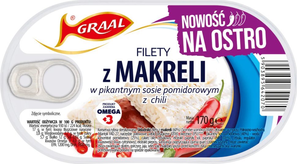 Graal Graal Filet z makreli w pikatnym sosie pomidorowym z chilli 170 g