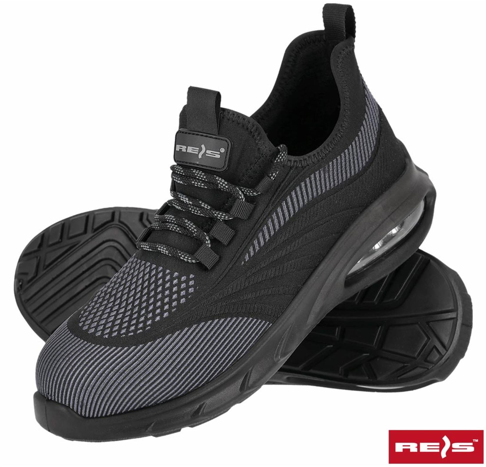 BRWAVE S1 PL SR FO - Buty bezpieczne podnosek podeszwa olejoodporna poduszka powietrzna antyelektrostatyczne antypoślizgowe - czarno-niebieski 47