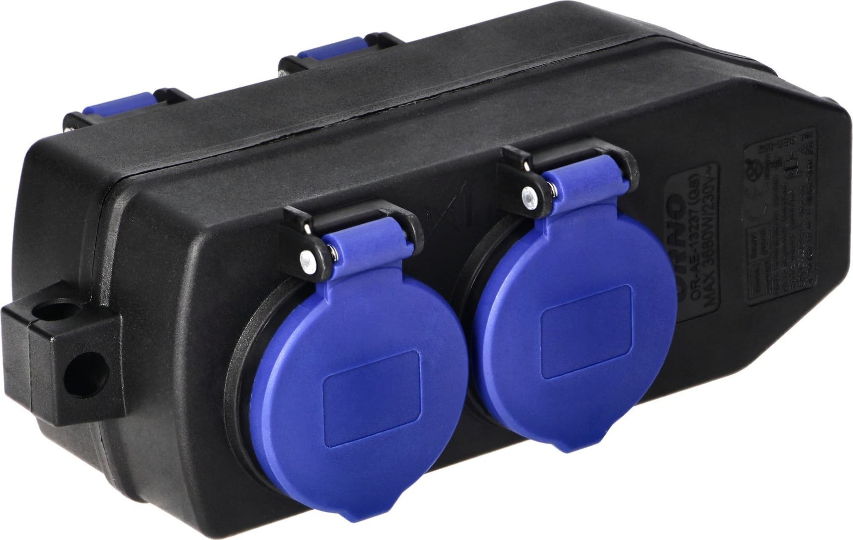 Orno Rozgałęźnik bryzgoszczelny i odporny na uderzenia, czterokrotny, IP44, 2x 2x2P+Z (Schuko), 16A, 230V AC OR-AE-13237(GS)