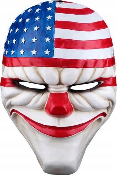 Korbi MASKA PAYDAY CLOWN WOLF HOXTON CHAINS DALLAS FLAGA