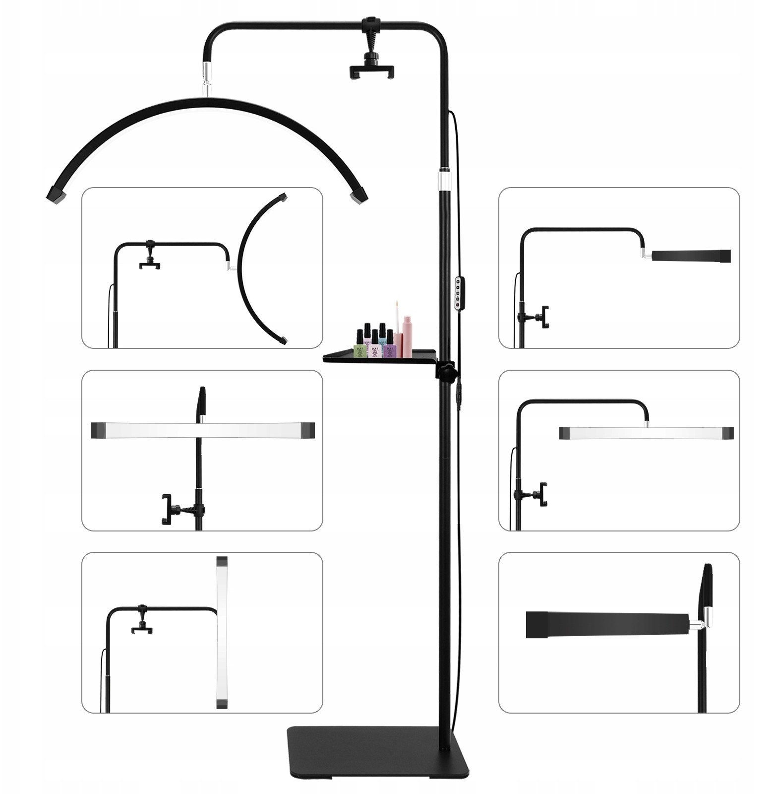 Lampa Led Kosmetyczna Bezcieniowa Moon Do Makijażu Paznokci Rzęs 45w +pilot / Gx580pro Czarny