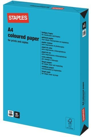Staples Papier ksero Intensive Colours A4 80g niebieski 500 arkuszy
