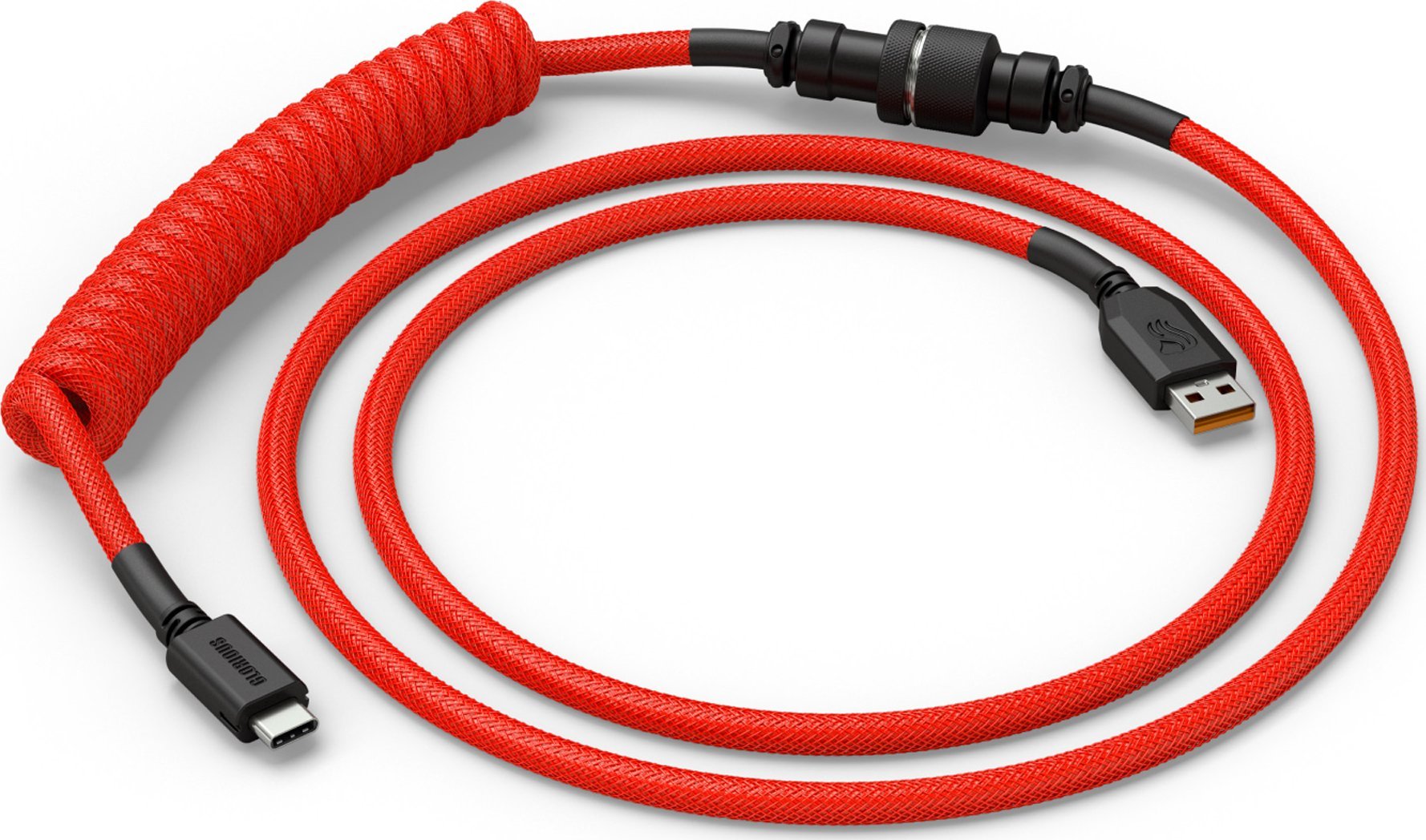 Glorious Glorious GMMK Coiled Cable Crimson Red, Spiralkabel, USB-C/USB-A - rot/schwarz