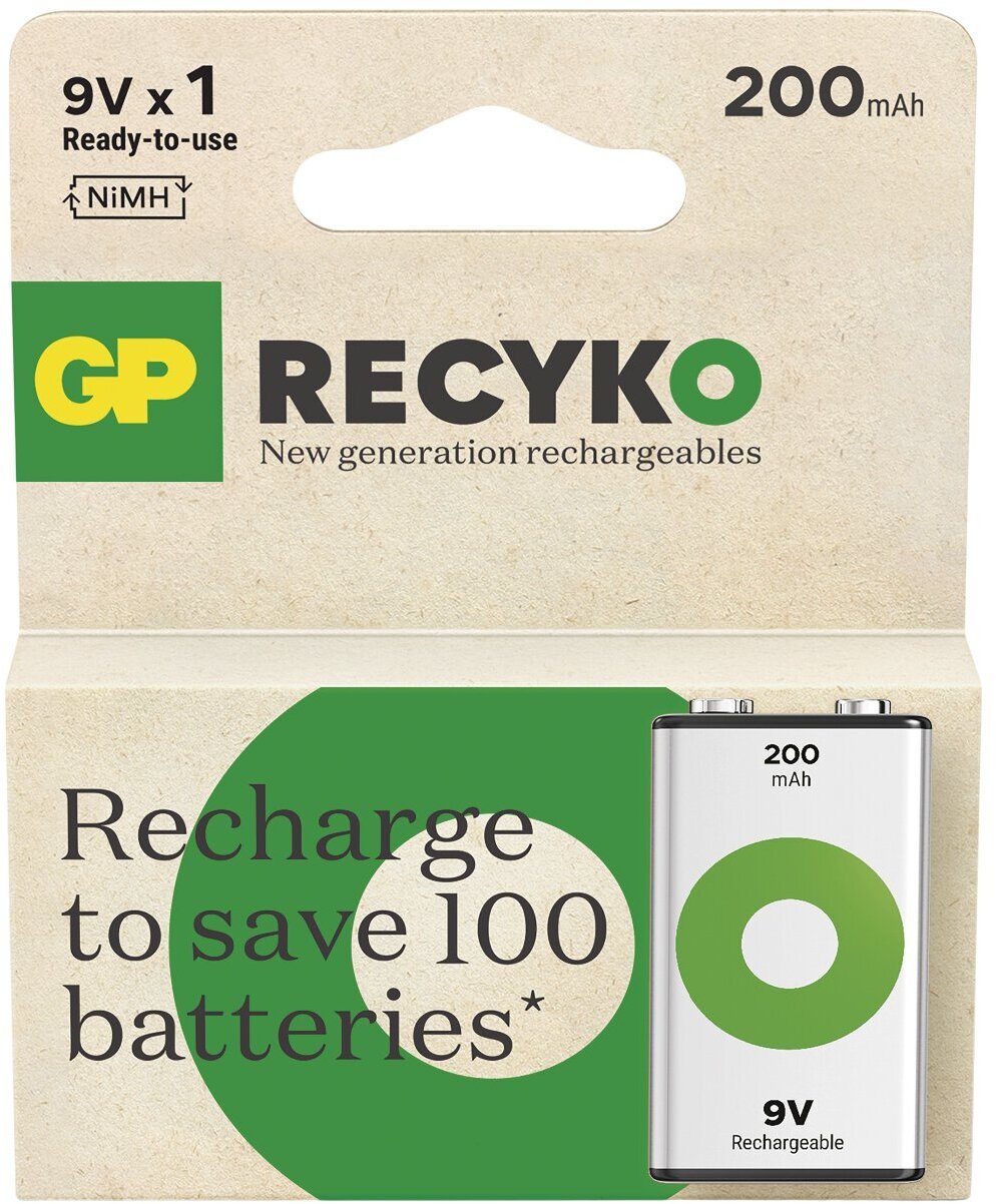 Recyko 9V-battery 200mAh NiMH