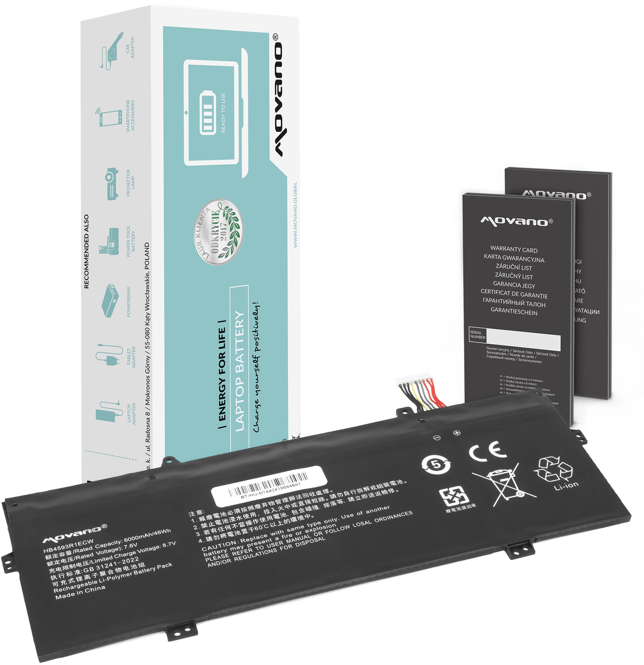 Bateria Movano do Huawei Matebook 14, X Pro, MagicBook (9 PIN)