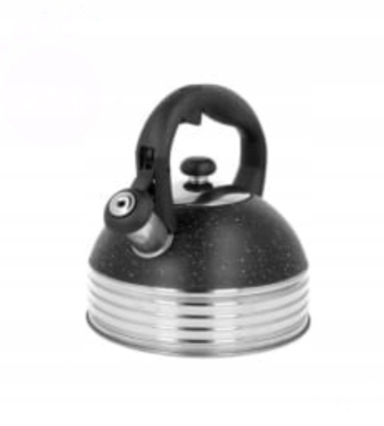 Brunbeste Czajnik stalowy czajnik z gwizdkiem na gaz indukcyjny 2.5L czarny marmurkowy BB-2474