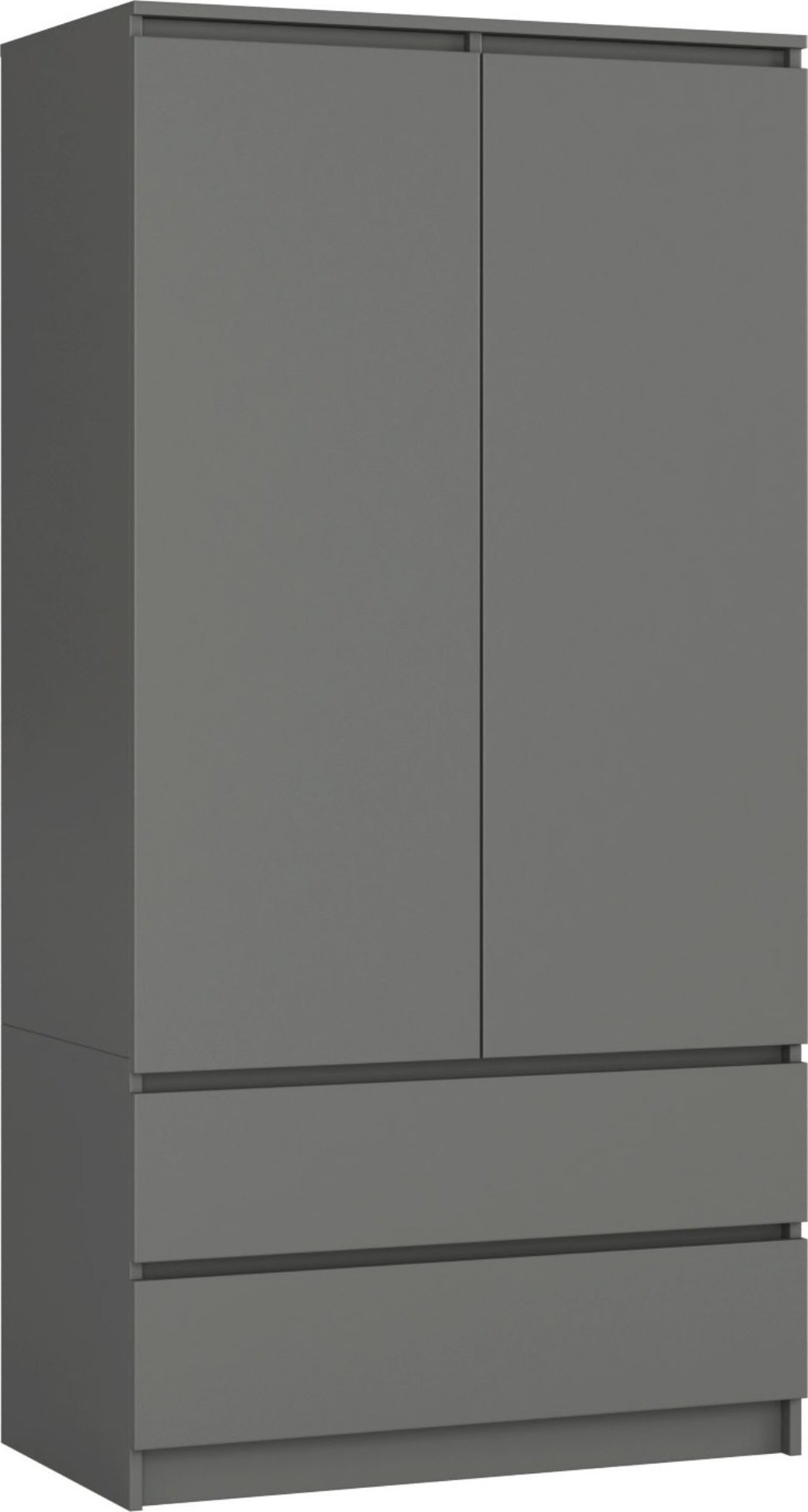 Fabryka Mebli Akord Szafa do sypialni S 90 cm 2 drzwi 2 szuflady - grafit szary
