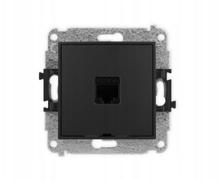 ICON Mechanizm gniazda komputerowego pojedynczego 1xRJ45, kat. 6, 8-stykowy, bez pola opisowego czarny mat 12IGKBO-3