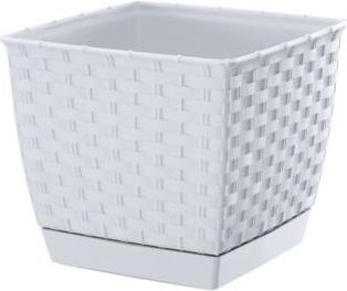 Prosperplast Doniczka z podstawką RATOLLA SQUARE biały - PP-DRLK145B
