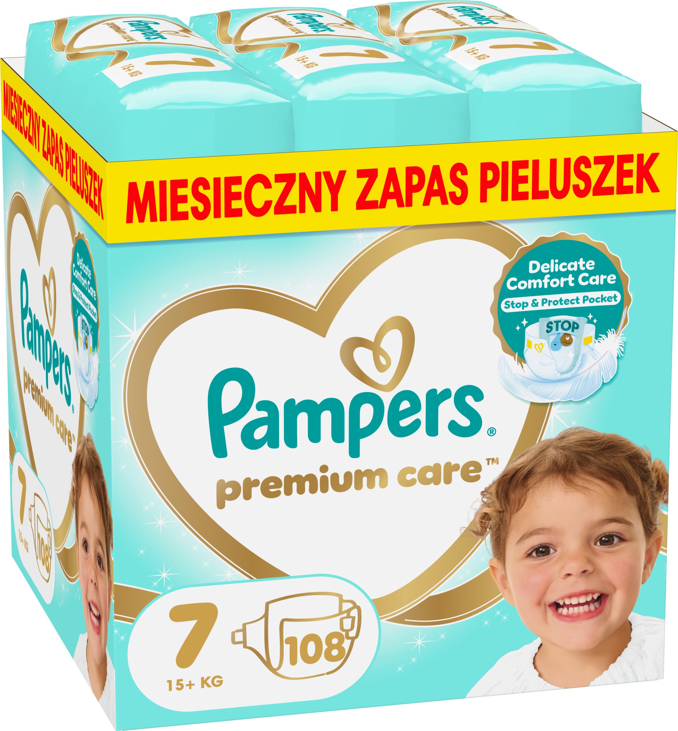 Pampers Pieluchy Premium Care 7, 15+ kg, 108 szt.