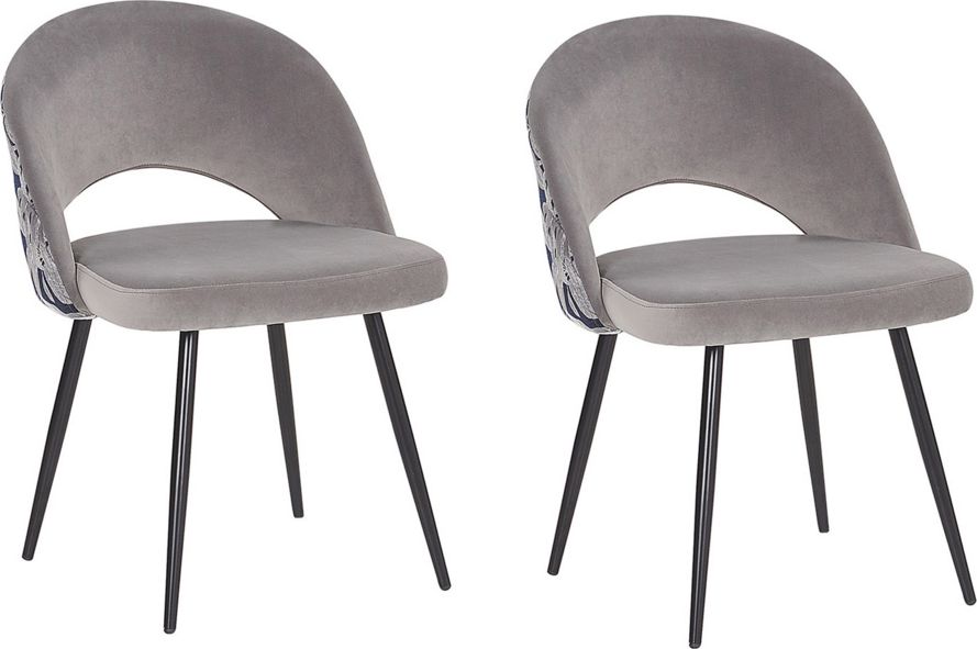 Beliani Zestaw 2 krzeseł do jadalni welurowy szary VIVIAN