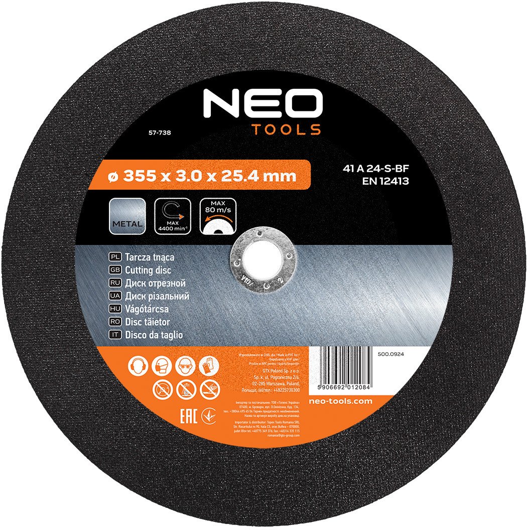 Tarcza tnąca do metalu 355 x 3.0 x 25.4 mm 41 A 24-S-BF