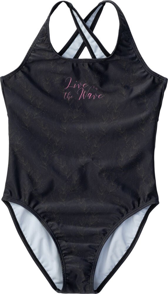 AquaWave Dziecięcy strój kąpielowy Aquawave Salava Jr black leaves print rozmiar 158