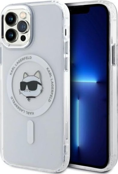 Karl Lagerfeld Karl Lagerfeld KLHMP12MHLSCHH iPhone 12 / 12 Pro 6.1" biały/white hardcase IML Metal Choupette Head MagSafe