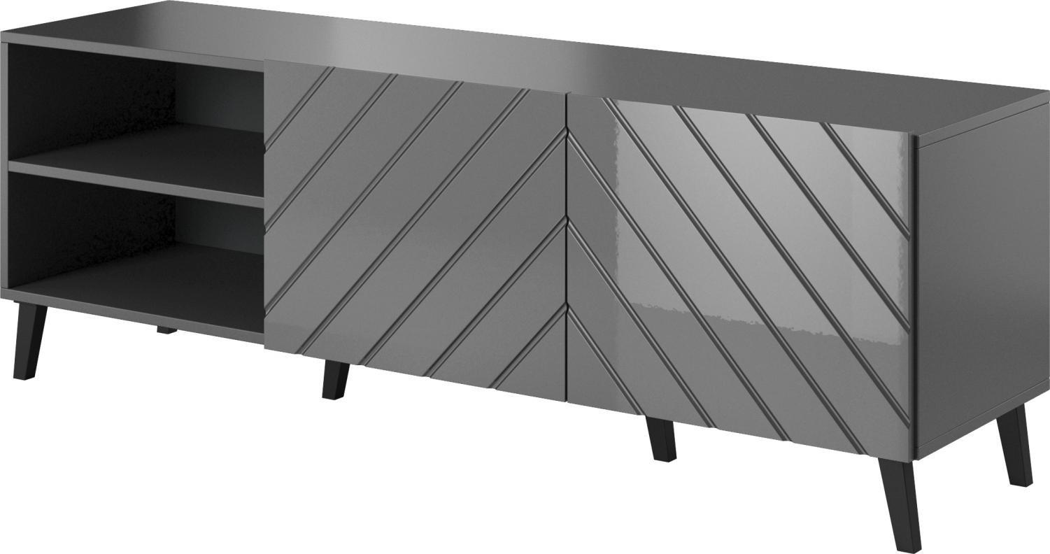 Cama Meble Szafka RTV ABETO 150x42x52 grafit/grafit połysk