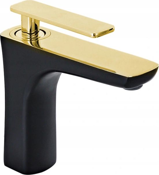 Bateria umywalkowa Mexen Indus stojąca czarny mat + złoto