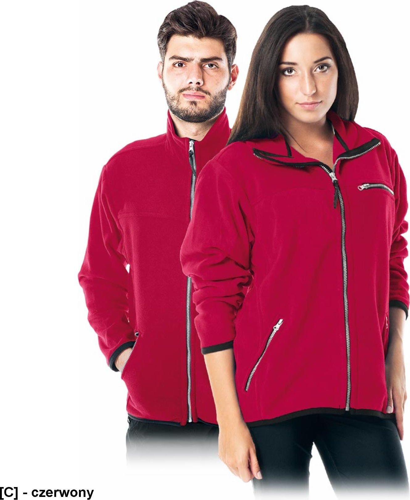 R.E.I.S. POLAR-HONEY - bluza, miły w dotyku krótko strzyżony polar, 100% poliester 290 g/m2, suwak, 3 zasuwane kieszenie - czerwony S