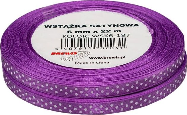 BREWIS Wstążka satynowa BREWIS kropki 6mm WSK6-187 Brewis