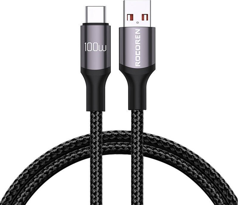 Kabel USB Rocoren USB-A - USB-C 2 m Szary