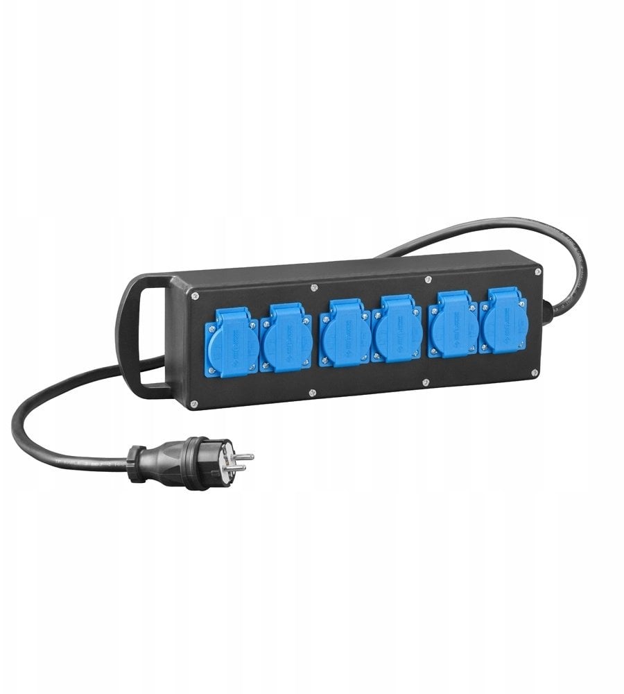 RS-P przedłużacz siłowy gumowany 6x2P+Z z przewodem i wtyką 16A 7000-10