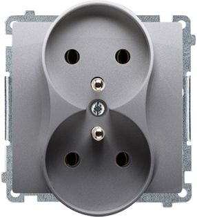 Kontakt-Simon Gniazdo podwójne Simon Basic z uziemieniem Simon Basic 16A inox (BMGZ2M.01/21)