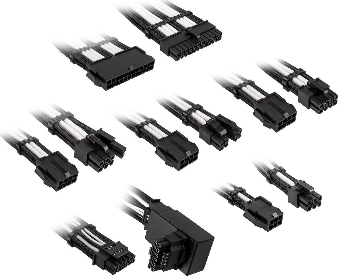Kolink Core Pro Braided Cable Extension Kit 12V-2x6 Type 1 - Jet Black/Brilliant White