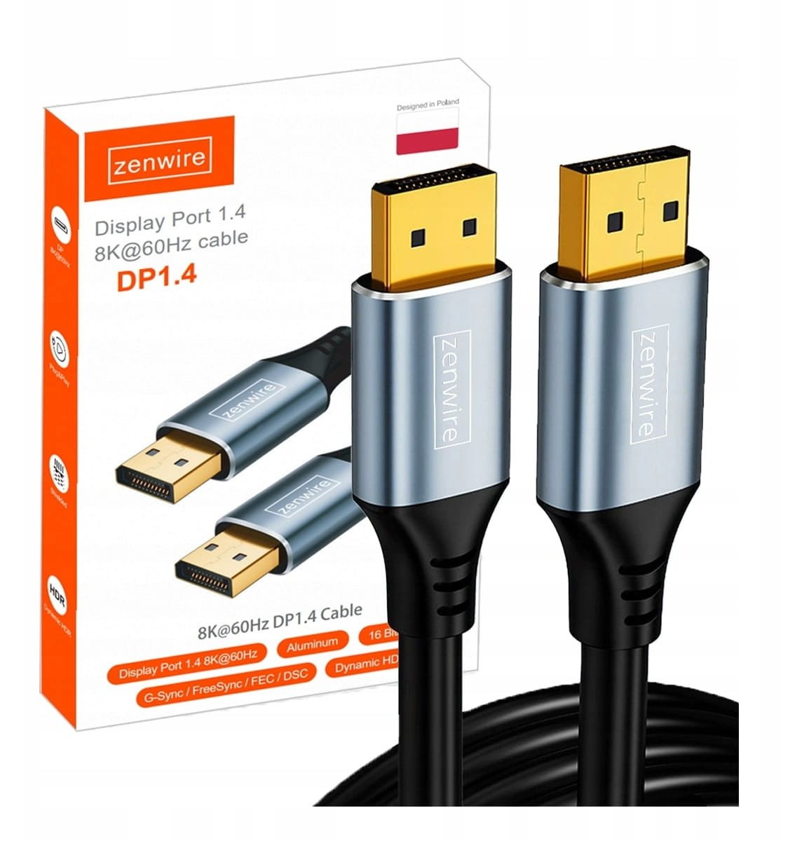 Kabel DisplayPort 1.4 Przewód Adapter do Display Port Monitora 2K 4K 8K 2m