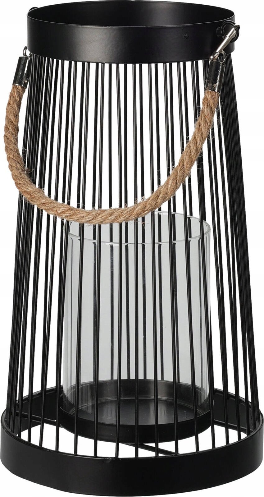 Home Styling Collection Lampion metalowy czarny, uchwyt ze sznurka