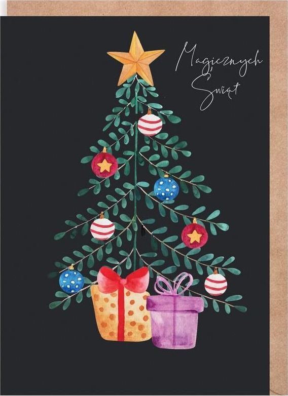 Cardie Kartka Boże Narodzenie Choinka czarna, eko K131