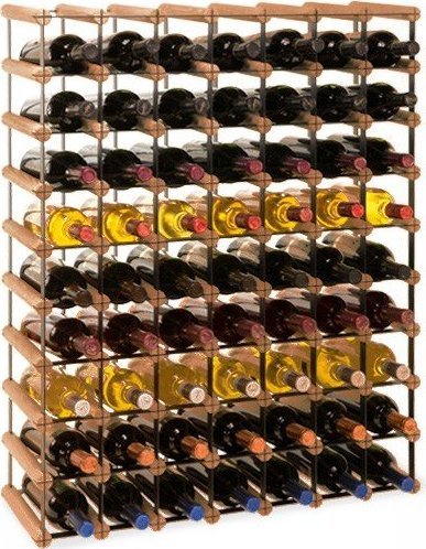 Wamar-Sosenka Regał na wino Stojak na 63 Butelki Szklane/ PET RW-8/ 7x9 Brązowy Metal + Drewno RW-8-7x9-63_O_BR