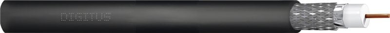 Digitus Kabel koncentryczny DIGITUS RG-6, 75 Ohm, ekran (2x folia +oplot 77%), Fca, PE, 500m, czarny, szpula