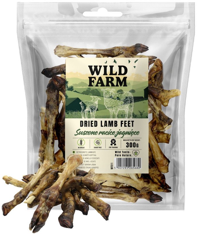 WILD FARM Suszone racice jagnięce 300g przysmak dla psa