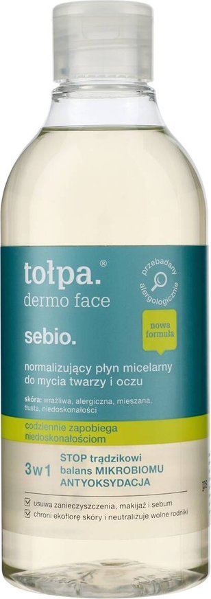 Tołpa Dermo Face Sebio Normalizujący płyn micelarny do mycia twarzy i oczu 400ml